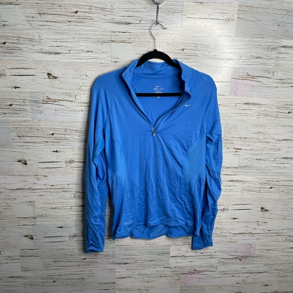 Nike dri fit blue half zip sweater medium